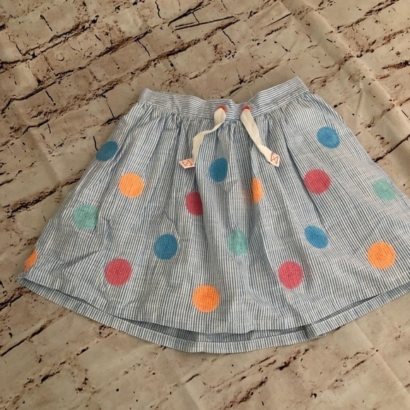 Blue White Striped skirt with sequin Dots side pockets Girls size 10 - Picture 5 of 6